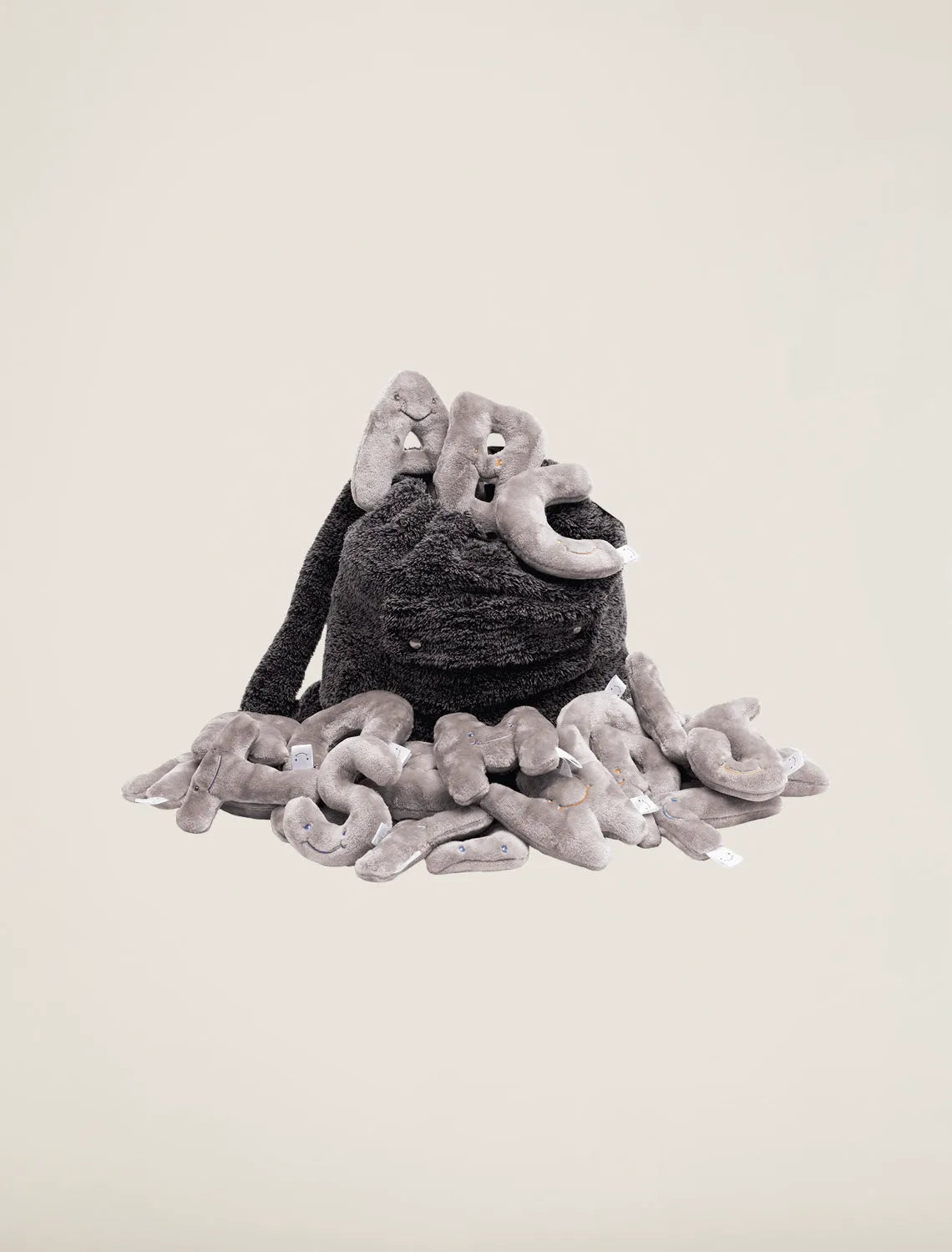 Dark Grey Backpack with Rhino Grey Mini Letter