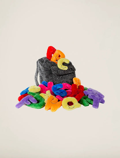 Dark Grey Backpack with Rainbow Mini Letters