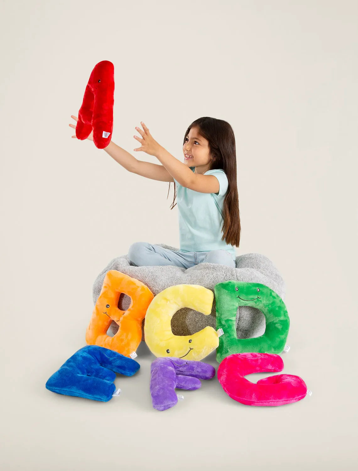 Light Grey Bag with Rainbow Letters