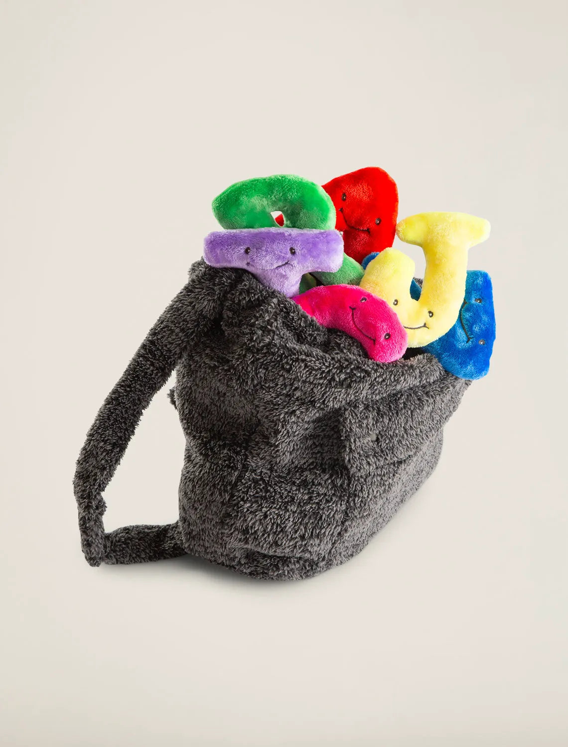 Dark Grey Backpack with Rainbow Mini Letters